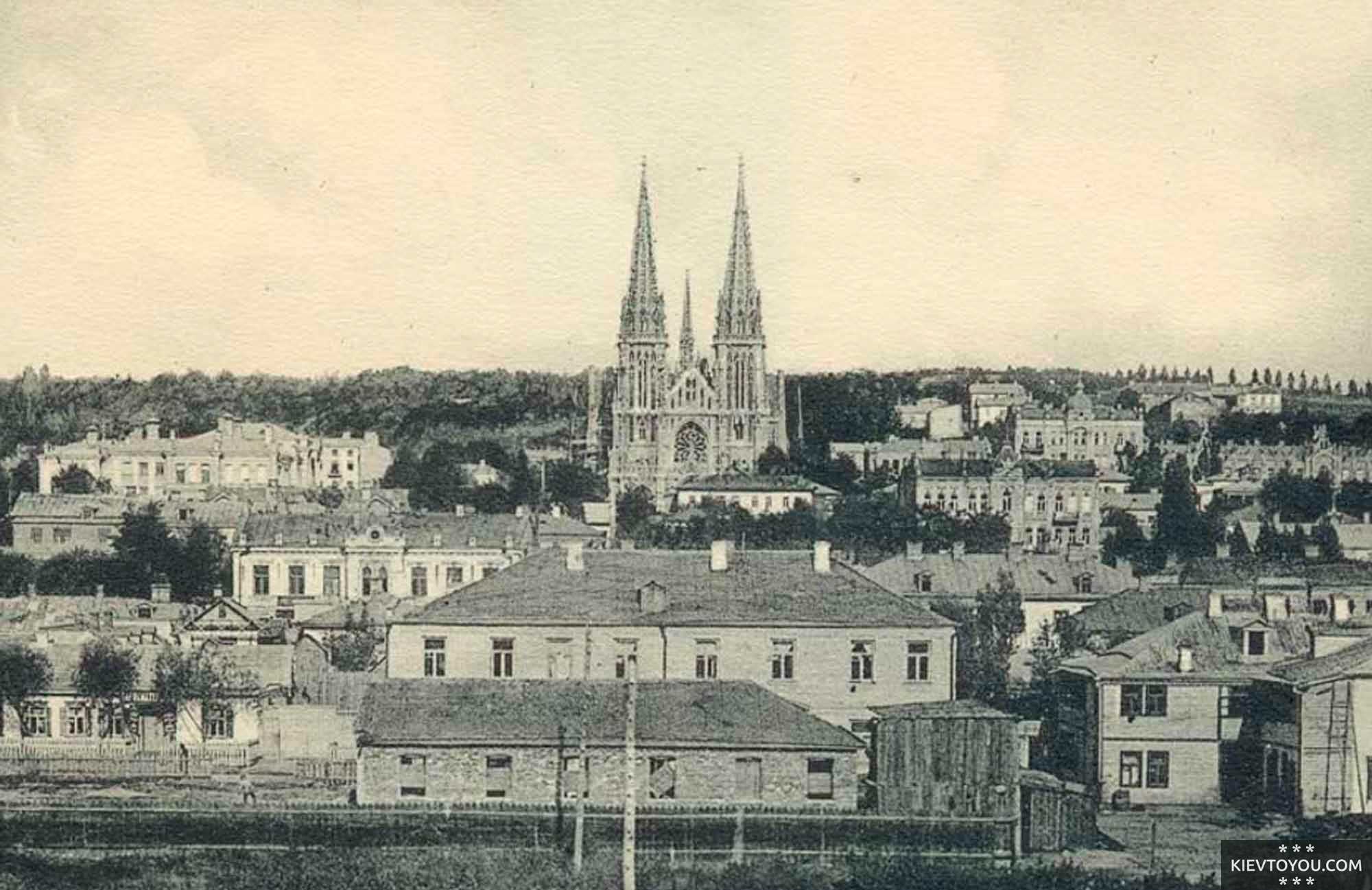 Вид на Николаевский костел в Киеве, 1920-е годы