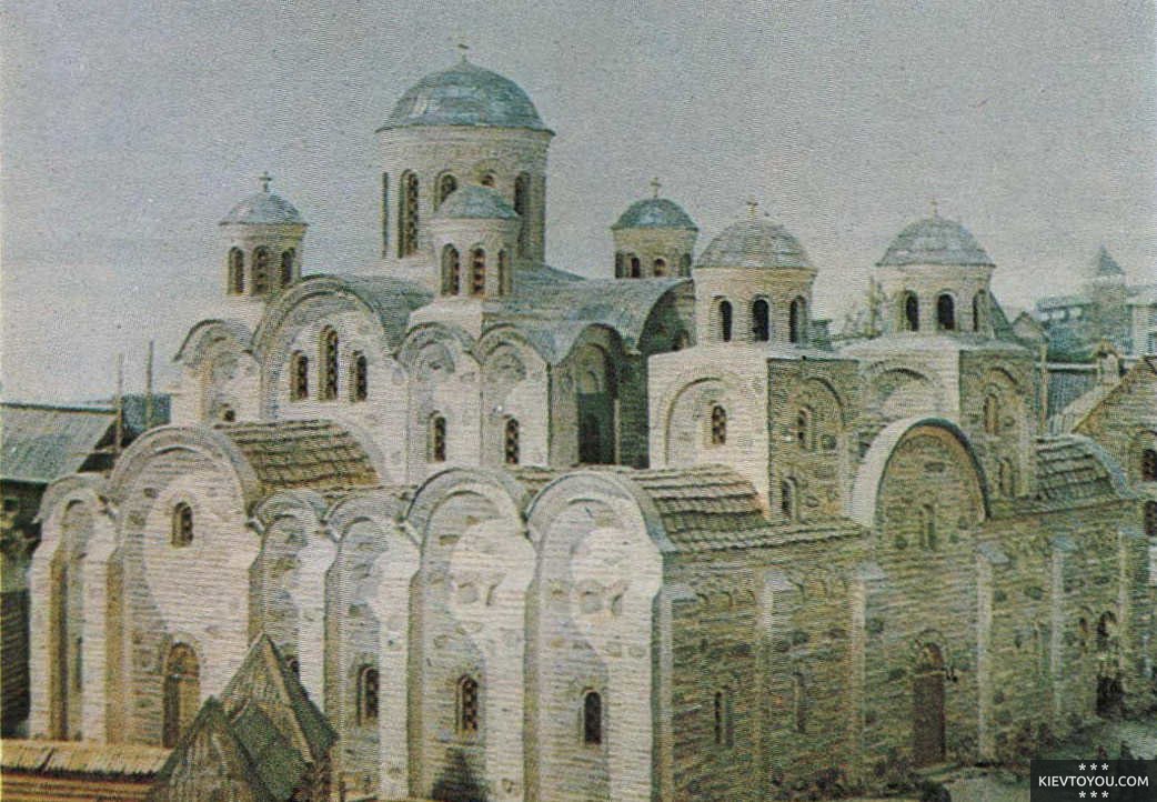 Рисунок с изображением Десятинной церкви в Киеве