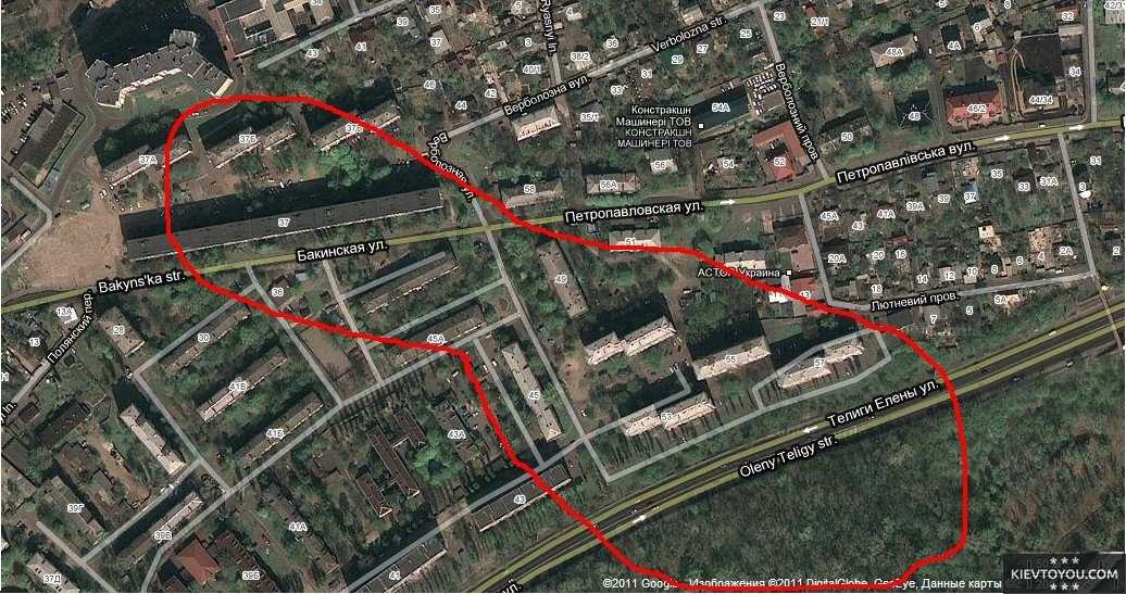 Расположение Бабьего Яра на современной карте города